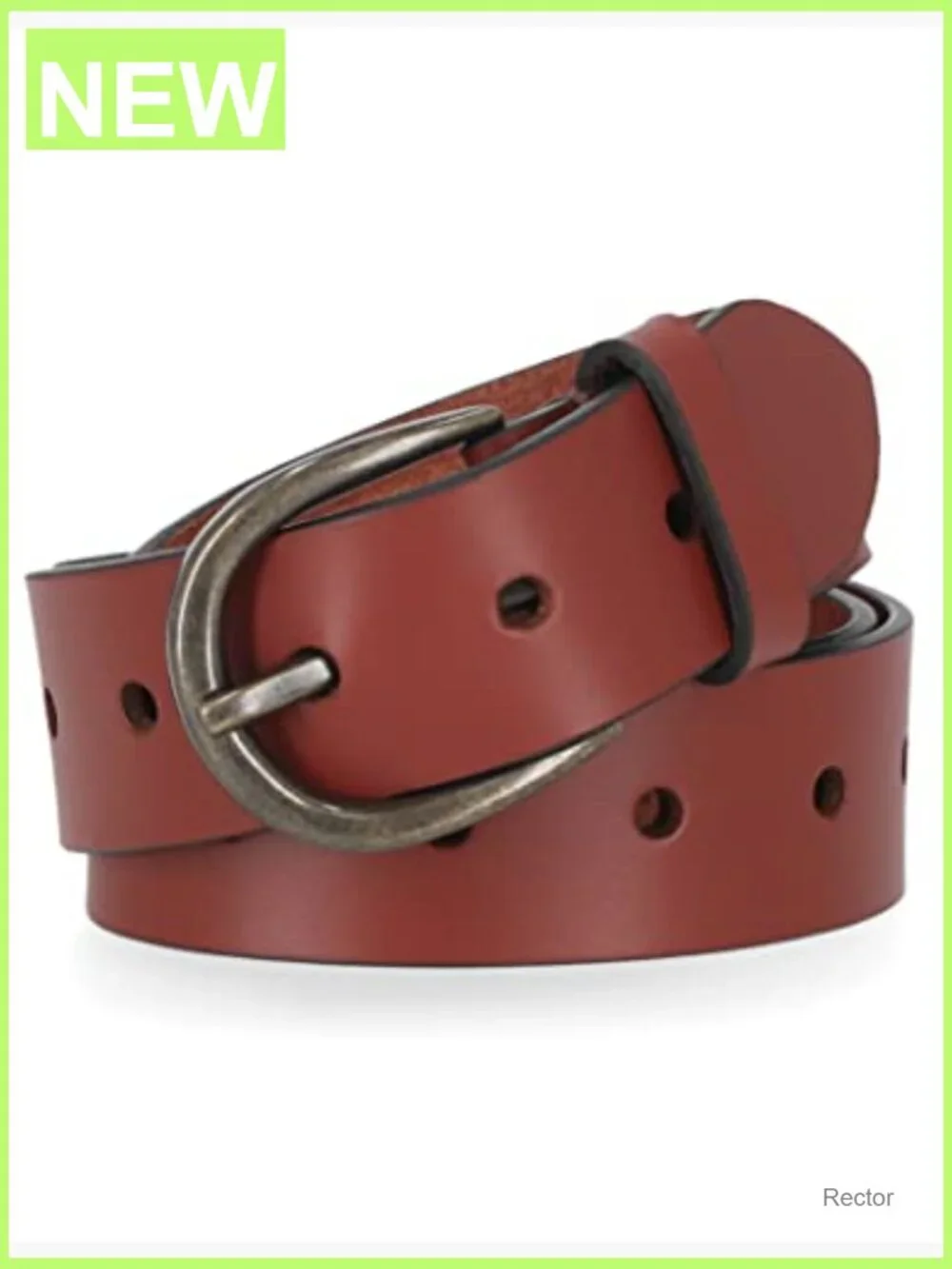 Women's Genuine Leather Jean Belt with Single-Prong Buckle